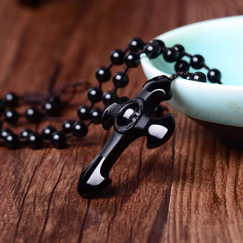 Crucifixo Sagrado em Obsidiana Negra - Arcana